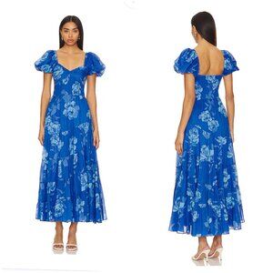 Free People Sundrenched Floral Cotton Tiered Maxi Dress Size L